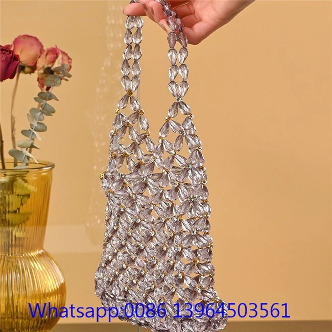 Bolso transparente con cuentas para mujer