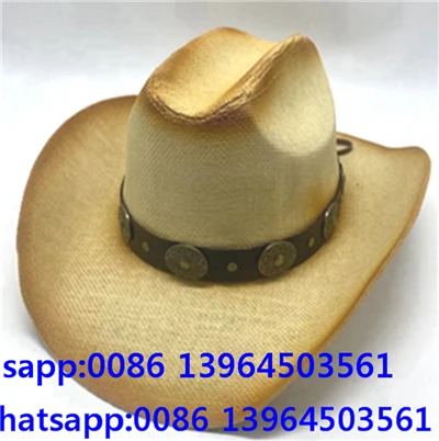 Sombrero Fedora de paja desgastado con tira de botones