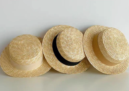 Sombrero de verano para mujeres tejidas de trigo natural
