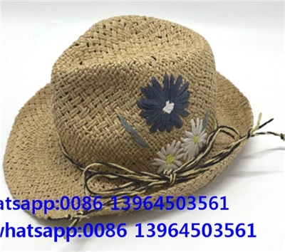 Sombrero de paja para hombre tejido a mano con bordado