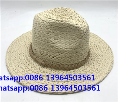 Paper natural tejido a mano Trenza blanca Fedora Sombrero