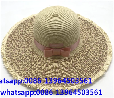 Sombrero de playa de verano de ala grande para mujer con estampado de leopardo