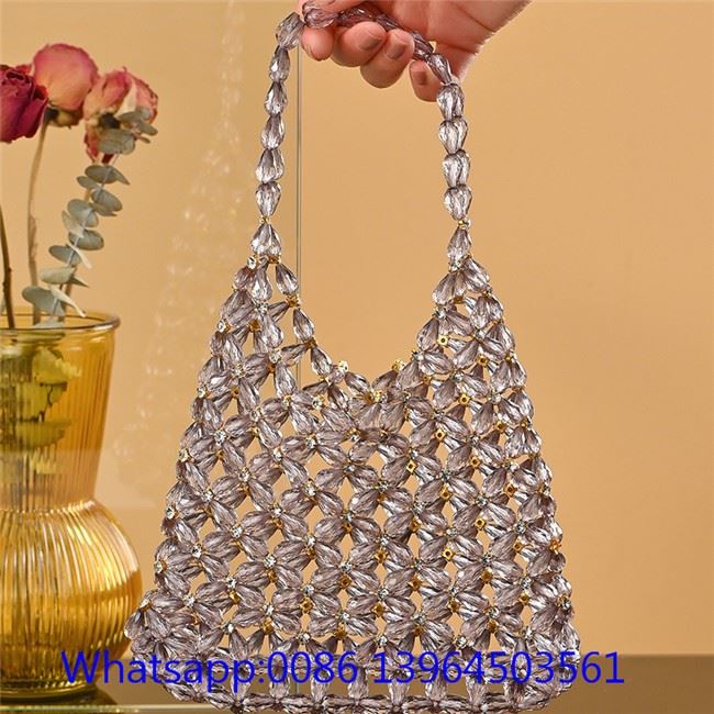 Bolso de hombro con cadena de acrílico tejido a mano