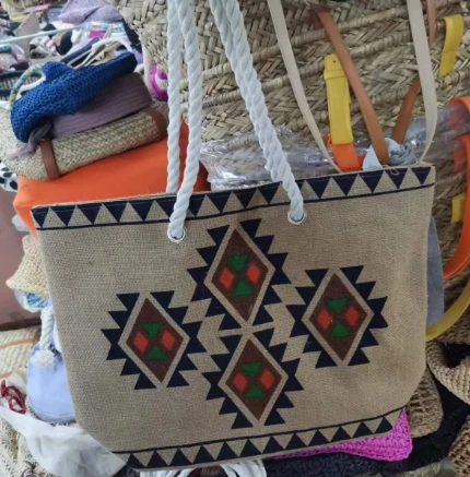 Bolso Tote De Lino Con Estampado