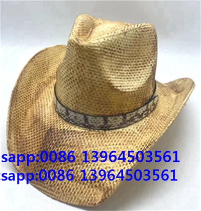 Gorra de paja para hombre, sombrero vaquero de mezclilla
