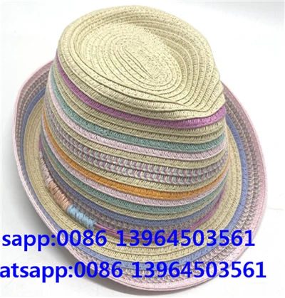 Sombrero Fedora de paja multicolor para mujer