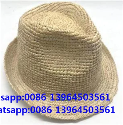 Sombrero de paja suave tejido a mano con forma de fedora