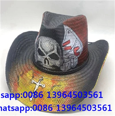Sombrero de paja tejido de vaquero occidental para hombre