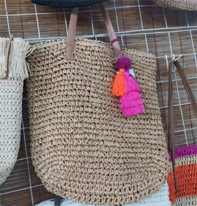 Bolso De Mujer Tejido A Mano Con Bolas De Colores