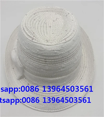 Sombrero Fedora de paja blanca, sombrero de verano suave y calado