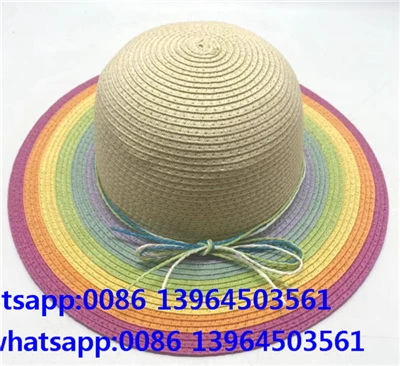 Sombrero de playa de verano de paja de papel para niñas