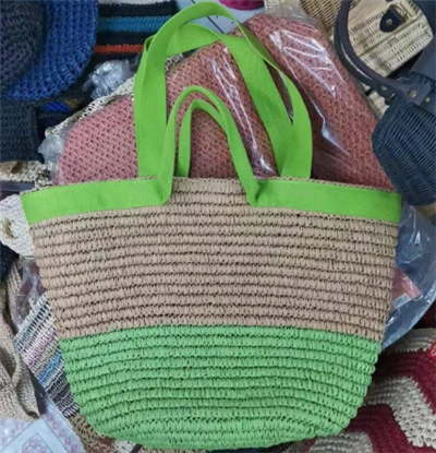 Cinta de algodón maneja doble bolso de paja grande