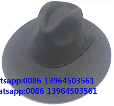 Sombrero vaquero Fedora de lana estilo ranchero, color negro