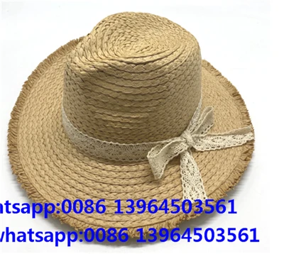 Sombrero playero de ala grande con cinta de encaje