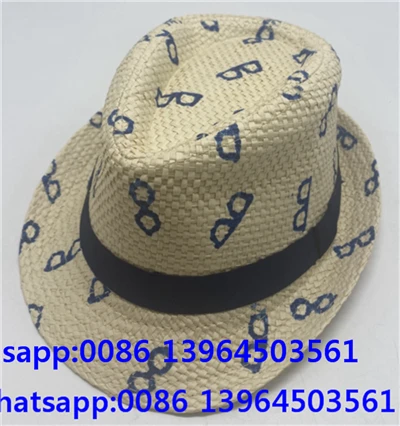 Sombrero Fedora de paja con estampado