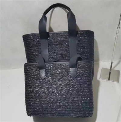 Conjunto de bolso de mujer tejido de trigo negro, un juego