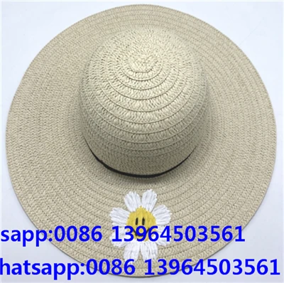 Sombrero de paja de papel con diseño de margaritas para mujer