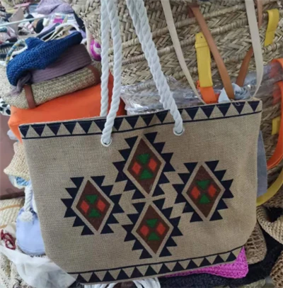 Bolso Tote De Lino Con Estampado