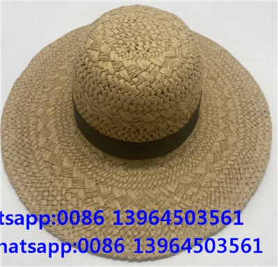 Sombrero de paja tejido a mano para mujer con patrón