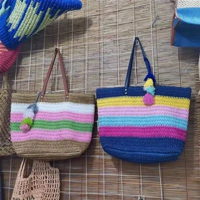 Bolso de playa grande para mujer con diseño de arcoíris colorido