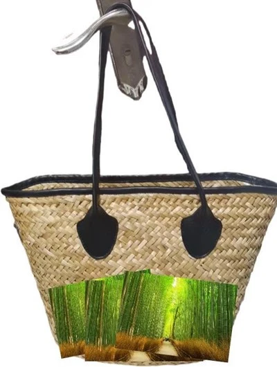 Pintura natural diseñada bolsos para hombros de paja