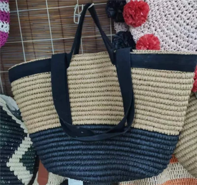 Bolsa de playa de Big Women Bag Tape de algodón negro