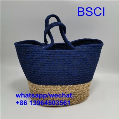 Bolso de playa de ratán tejido natural