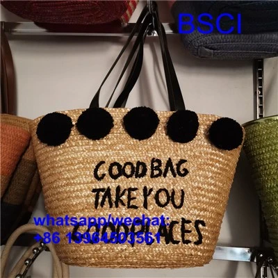 Bolso De Paja Bordado