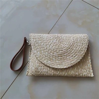 Bolsa de embrague de trenzas de paja mujeres