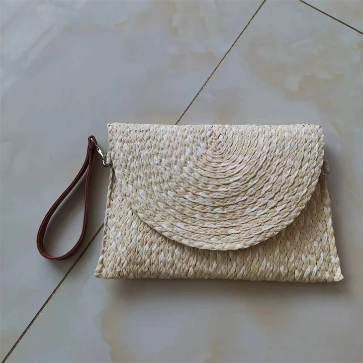 Bolsa de embrague de trenzas de paja mujeres